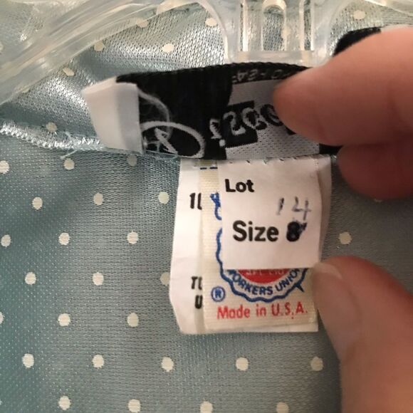 Vintage Discovery seafoam polkadot oversized robe dress 8* - Picture 14 of 16